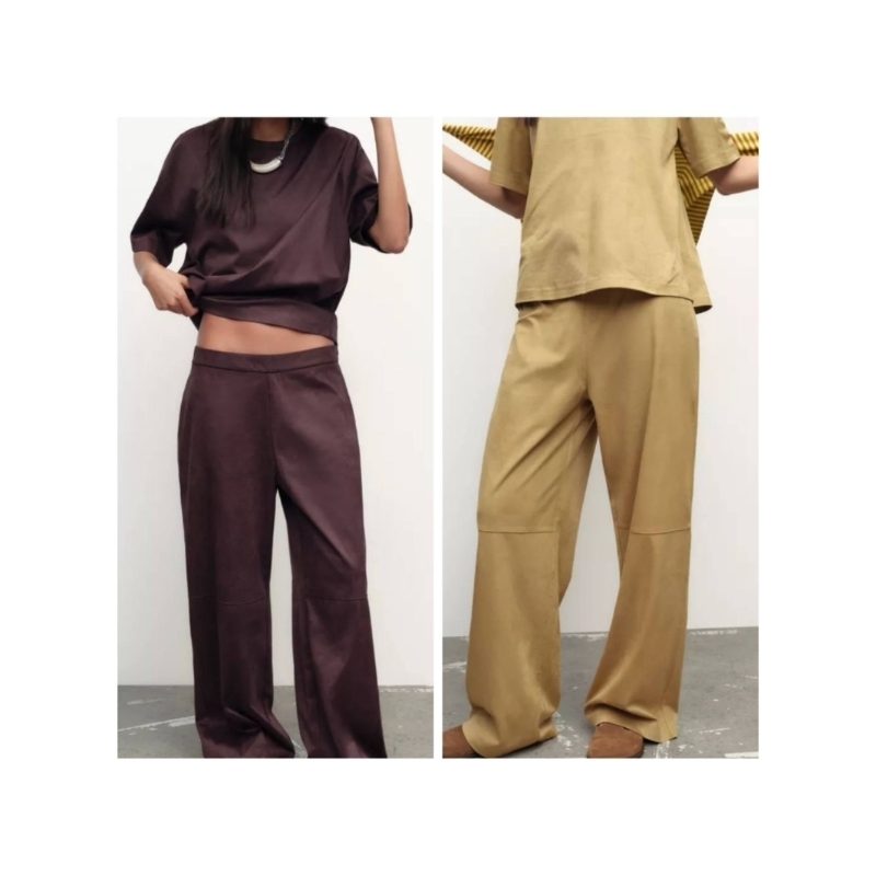 ZARA​ Set Faux​ Suede​ ชุดเซ็ท​ เสื้อ+กางเกง​ งานมือ1