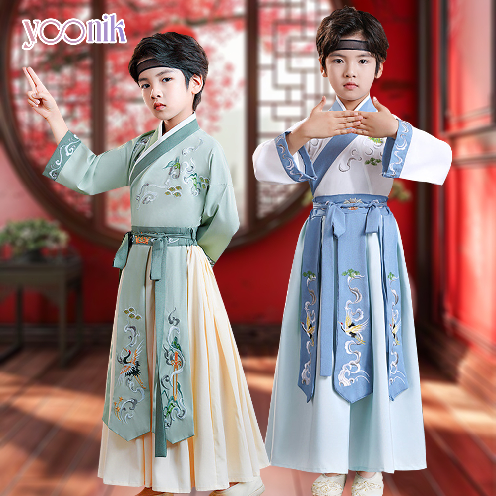 ชุดฮันฟู จีนโบราณ เครื่องแต่งกาย ชุดนักเรียน เหมาะสำหรับเด็กผู้ชาย