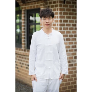 เสื้อพื้นเมืองทรงหม่อฮ่อมผ้าฝ้าย สีขาว ใส่สบาย7แบบ แขนสั้น/แขนยาว ราคาถูก มีปลายทาง