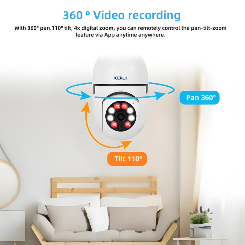 กล้องวงจรปิด CCTVความละเอียดสูง360°อินฟราเรด กล้องรักษาความปลอดภัย Wifi กล้อง IP ระยะไกล กล้องหลอดไฟ