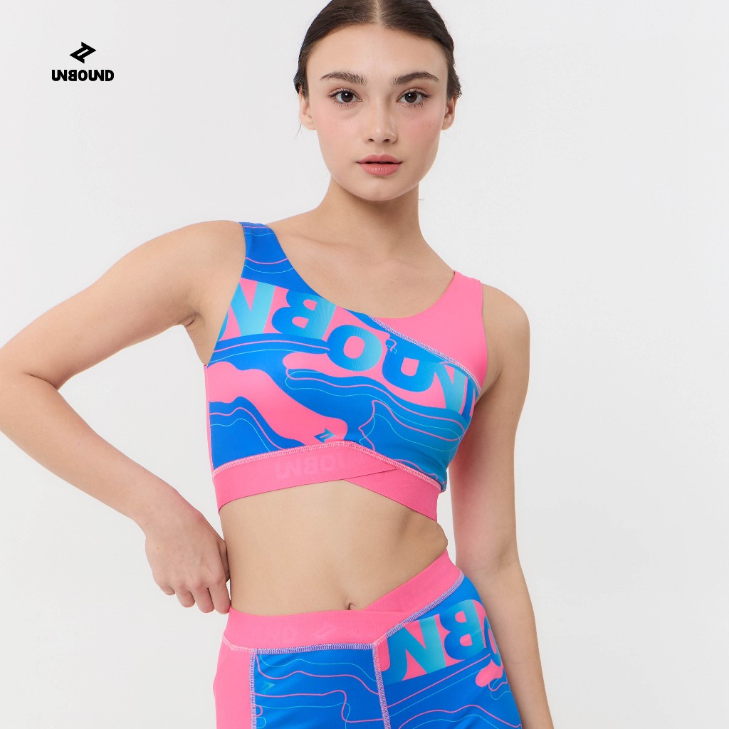 UNBOUND ASTRO CAMO CLOUD IRIDESCENCE SPORTS BRA สปอร์ตบราสีฟ้าชมพูลายคาโม่
