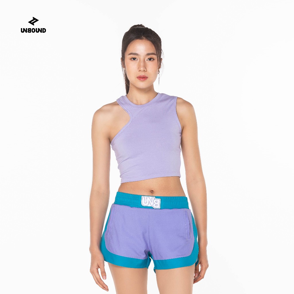 UNBOUND TIMBER SLEEVELESS CROP TOP-PURPLE ROSE เสื้อครอปสีม่วง แขนกุดเว้าข้าง