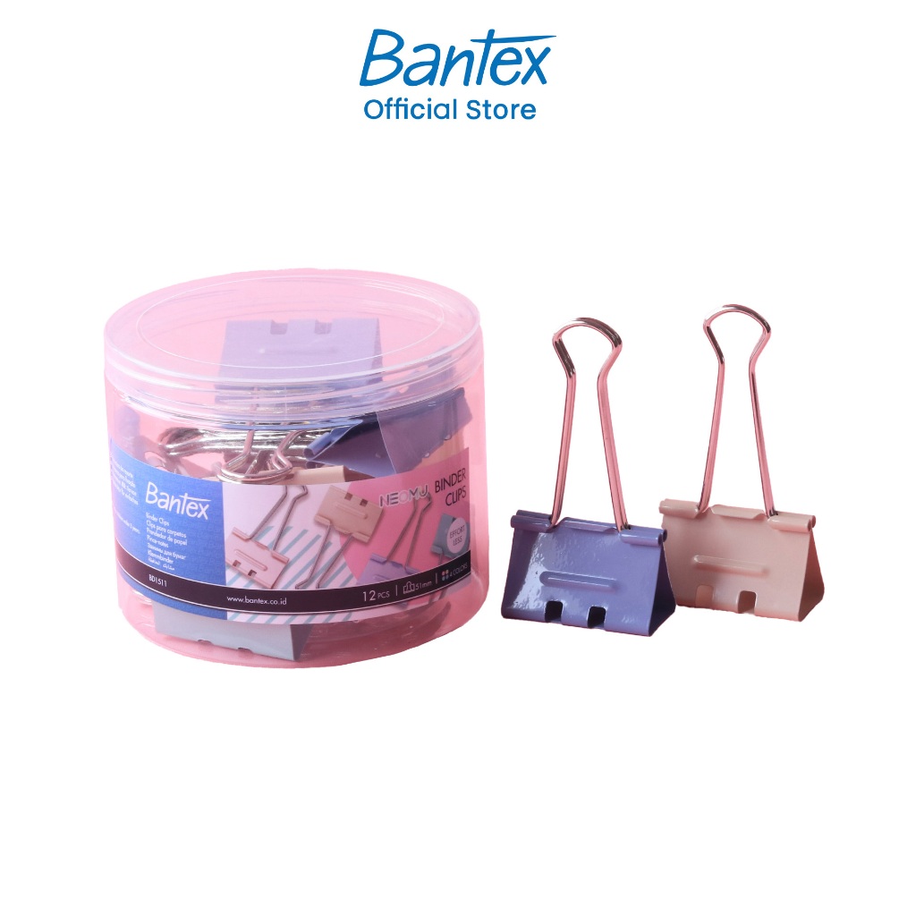 Bantex คลิปหนีบกระดาษ คลิปหนีบเอกสาร สีพาสเทล 12 - 48 ชิ้น ขนาด 19/ 25/ 32/ 41/ 51มม. Binder Clip