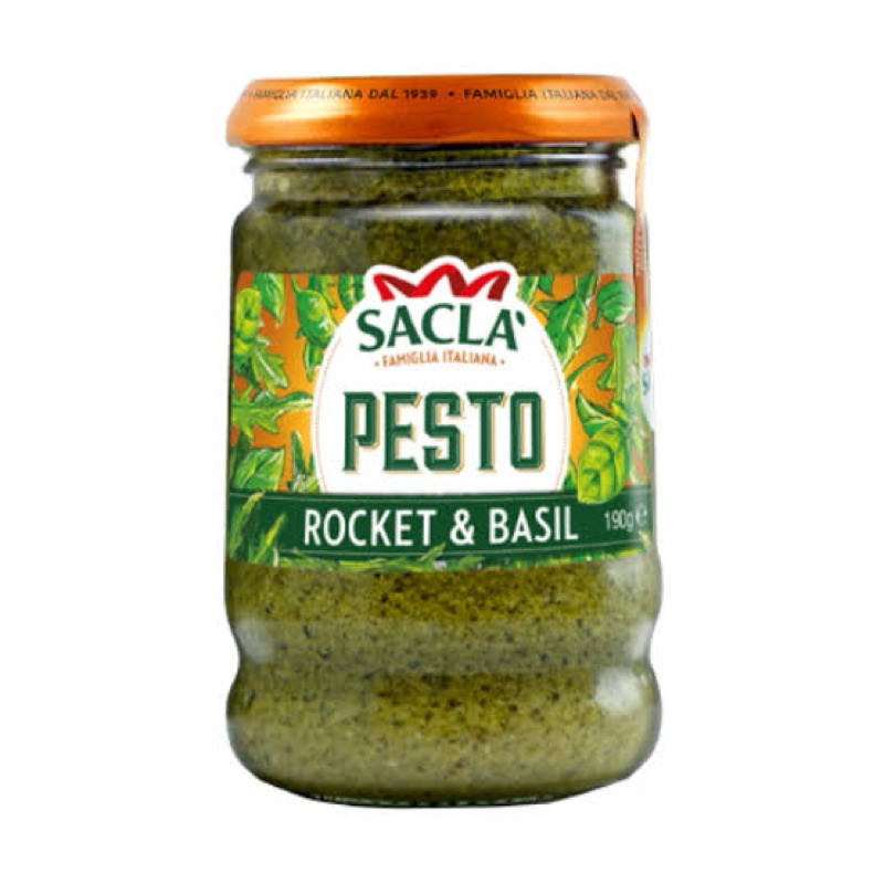 t Sacla pesto rocket & basil 190g. เพสโต้ซอสจากอิตาลี🇮🇹 ร็อคเก้ท เบซิล