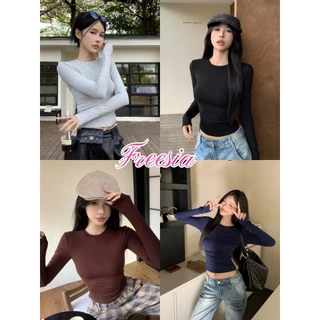 เสื้อยืดผู้หญิง เสื้อเเขนยาว สีพื้น งานเกาหลี เข้ากับทุกสไตล์#92277
