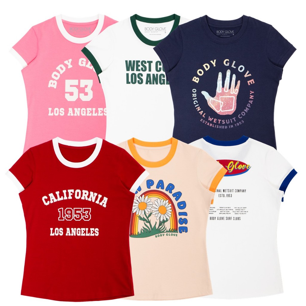 BODY GLOVE Women's Graphic T-SHIRT 2025 Baby Tee เสื้อยืดลายกราฟฟิค เบบี้ที รวมสี