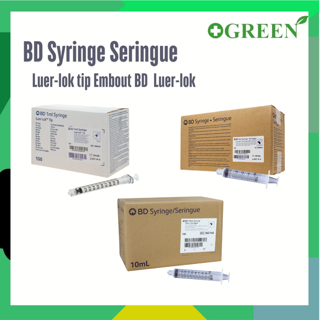 ( ยกกล่อง ) BD Syringe Luer Lock ไซริงค์ยี่ห้อ BD หัวล็อค 1ml./5ml./10ml.
