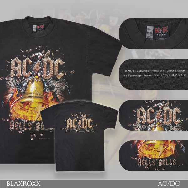 BLAXROXX | AC/DC® | [ACDC0007-LA] | Hells Bells | เสื้อยืดคอกลม แขนสั้น | สกรีนลายคมชัด ไม่หลุดลอก | Los Angeles Apparel