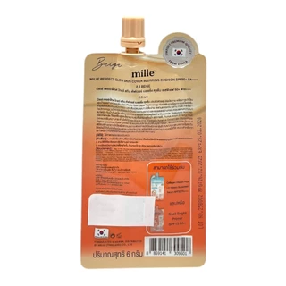 (แบบซอง) Mille Perfect Glow Skin Cushion Spf50+ Pa+++ มิลเล่ เพอร์เฟ็กต์ สกิน คัฟเวอร์ เบลอริ่ง คุชชั่น 6g
