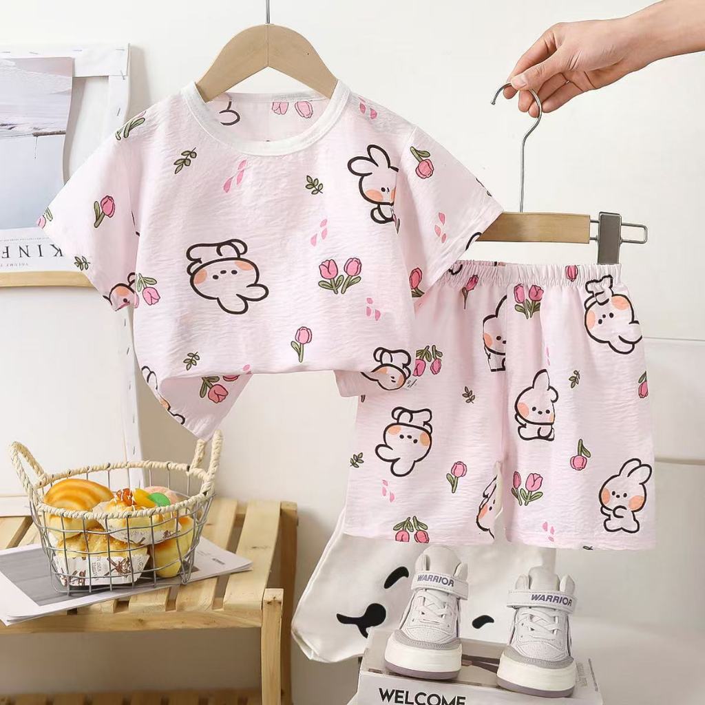 พร้อมส่งจากไทย ชุดนอนเด็ก ชุดใส่หน้าร้อน แขนสั้นขาสั้น เสื้อผ้าเด็ก  พิมพ์ลายน่ารักๆ ใส่ได้ทั้งเด็กผู้หญิงและเด็กผู้ชาย