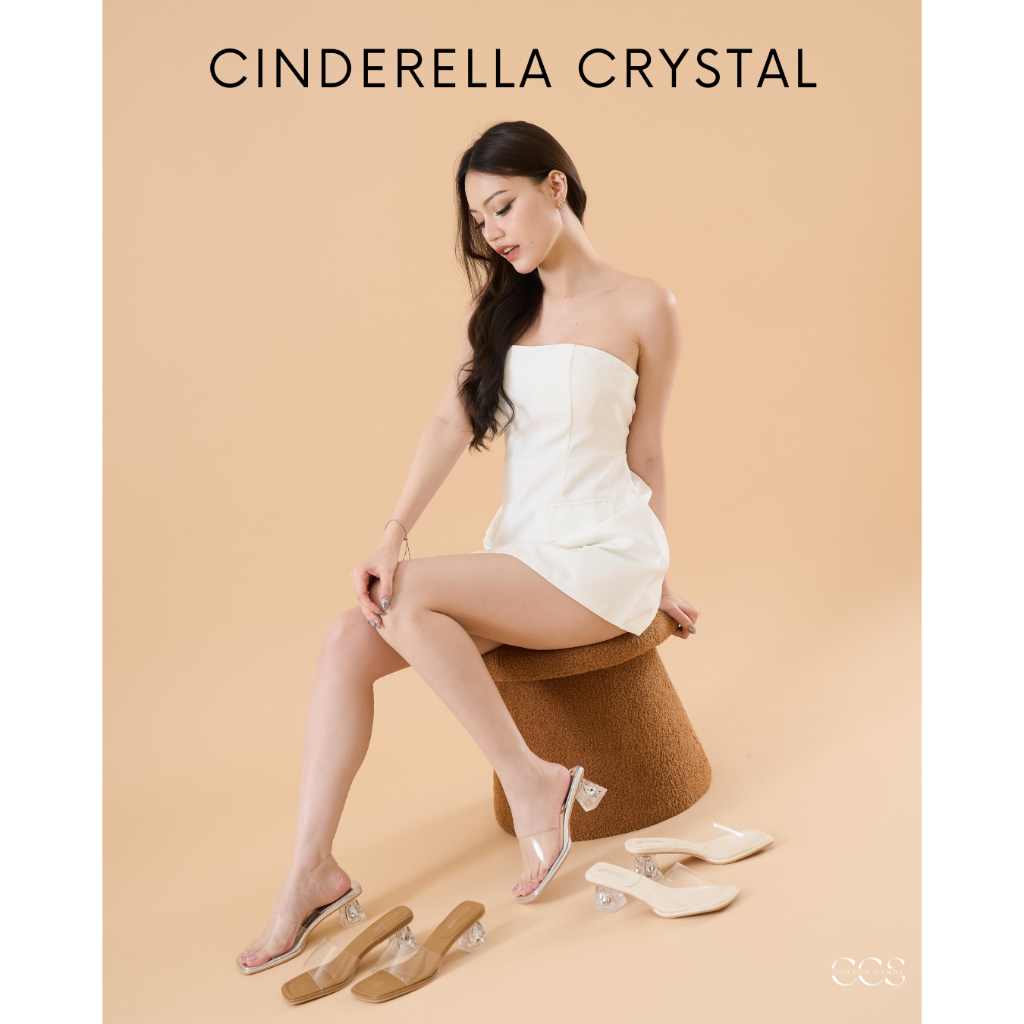 [Clearance sale] CCS - รองเท้าส้นสูง  Cinderella Crystal เสริมส้น 1.5 นิ้ว สไตส์เกาหลี ทรงสวย ใส่สบาย พร้อมส่ง (1688-5)