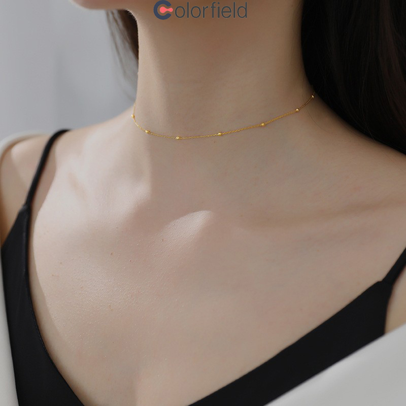 Colorfield สร้อยคอลูกปัดเรียบง่ายสไตล์เกาหลีแฟชั่นโซ่ไหปลาร้าหรูหราเครื่อ สำหรับผู้หญิง เข้ากับทุกการแต่งกาย