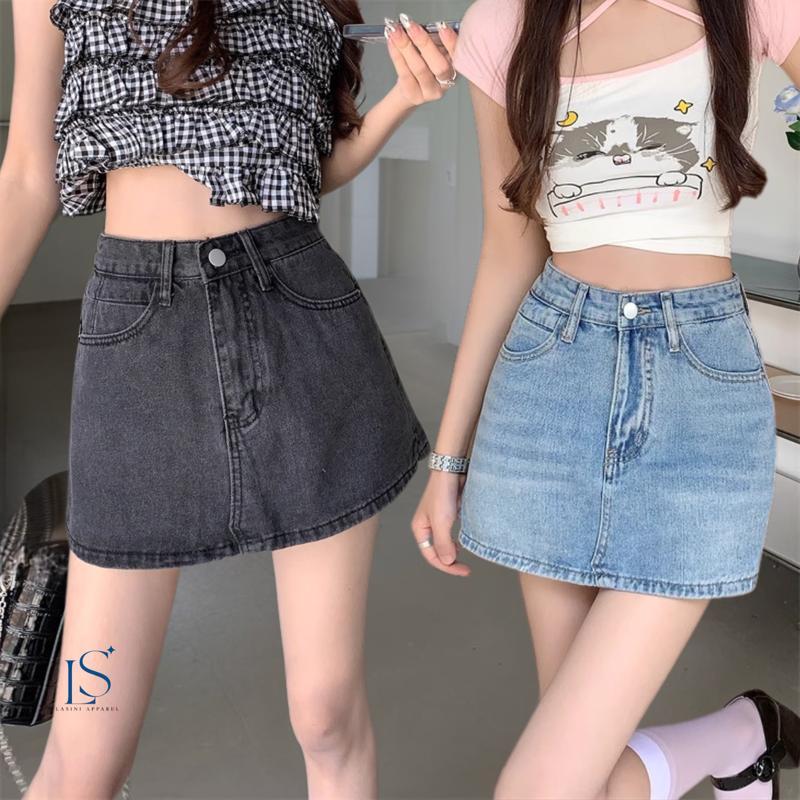 LASINI N11 กางเกงกระโปรงยีนส์ Size S-4XL สีฟ้าอ่อน สีเทาดำ สีขาว