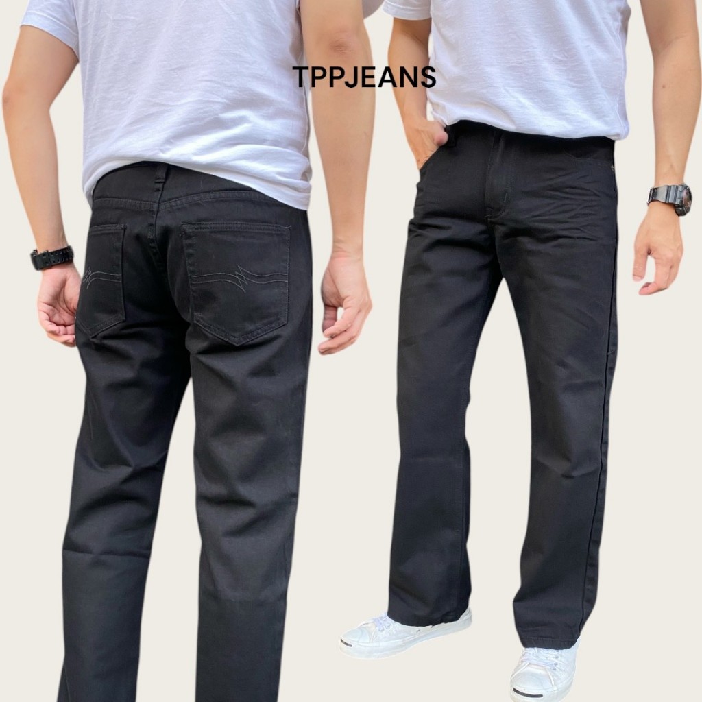 JEANSEXPRESS กางเกงยีนส์ทรงกระบอก สีดำ ทรงสวย ผ้าไม่ยืด เฟดได้ เป้าซิป ใส่เรียนใส่ทำงานได้ Size28-36