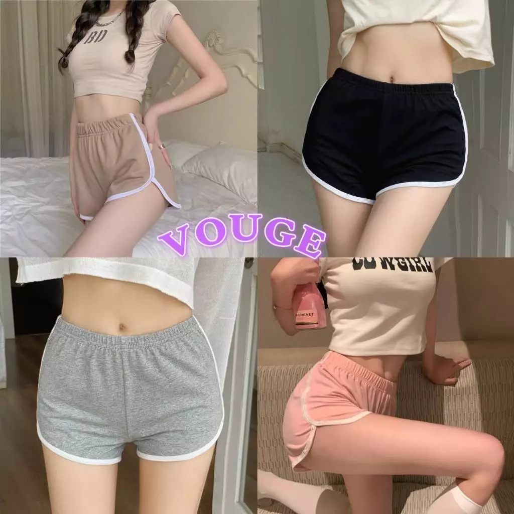 Vogue🌟พร้อมส่ง🌟 กางเกงขนสั้น ผ้าเนือวอร์ม ใส่สบายผ้านิ่ม เอวยางยืด ใส่สบาย (DNK)