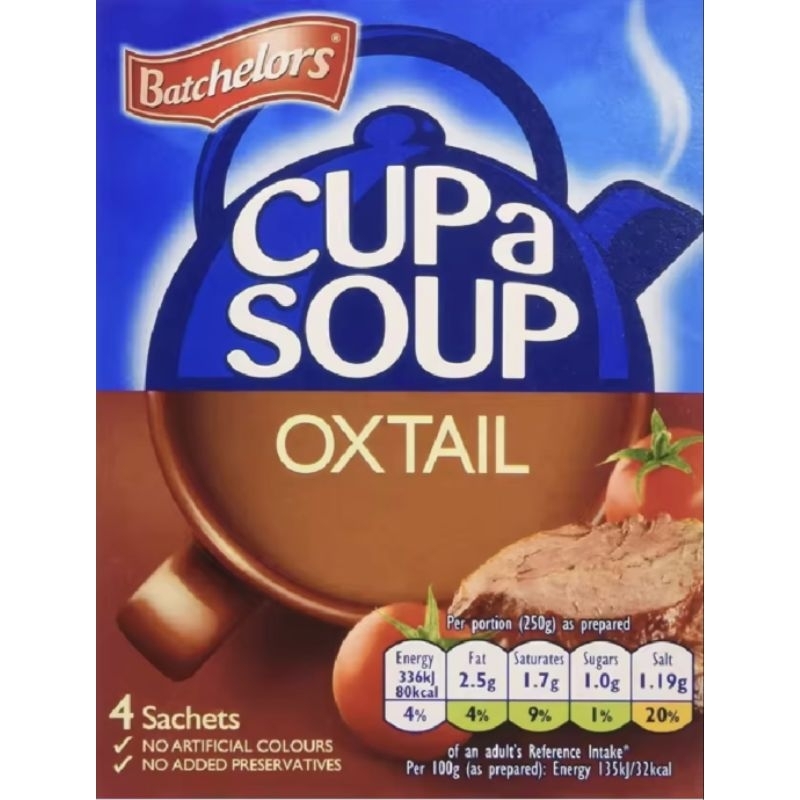 Batchelors Cup A Soup Oxtail (4pack) 78g - แบชเชเลอร์ ซุปหางวัว (4 ซอง) ขนาด  78กรัม