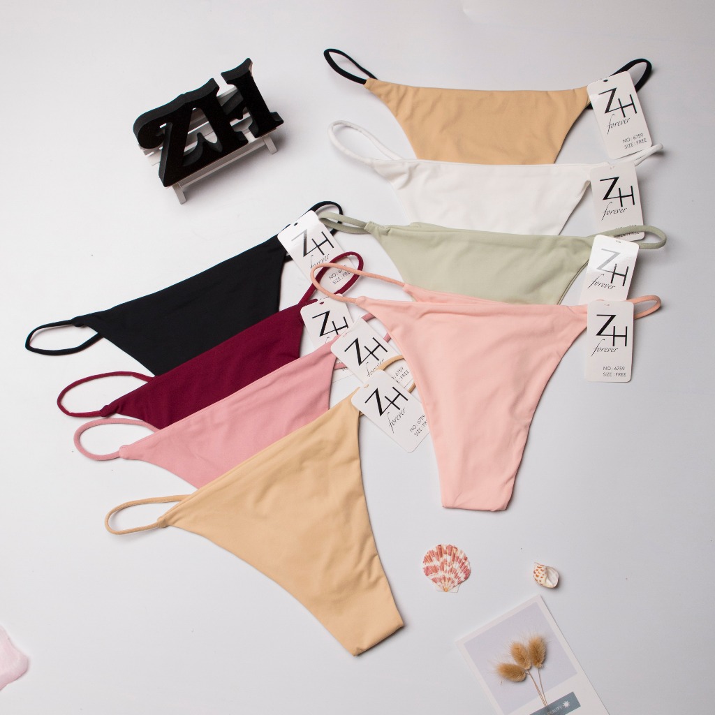 ZH.6759กางเกงชั้นในผู้หญิงจีสตริงสีพื้น บิกินี่เซ็กซี่เอวต่ำ G-String