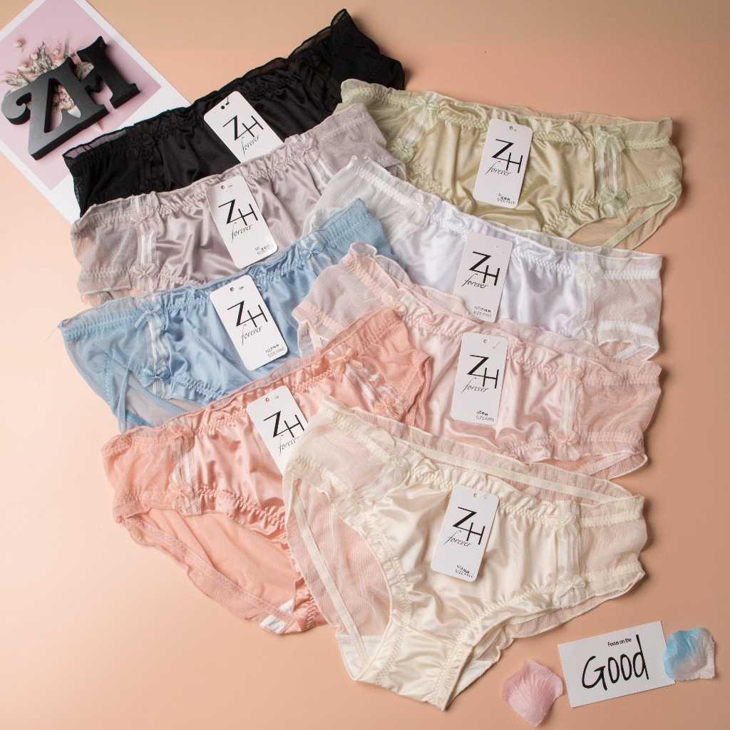 ZH.268 กางเกงชั้นในผ้าซาตินเอวต่ำสไตล์ญี่ปุ่น