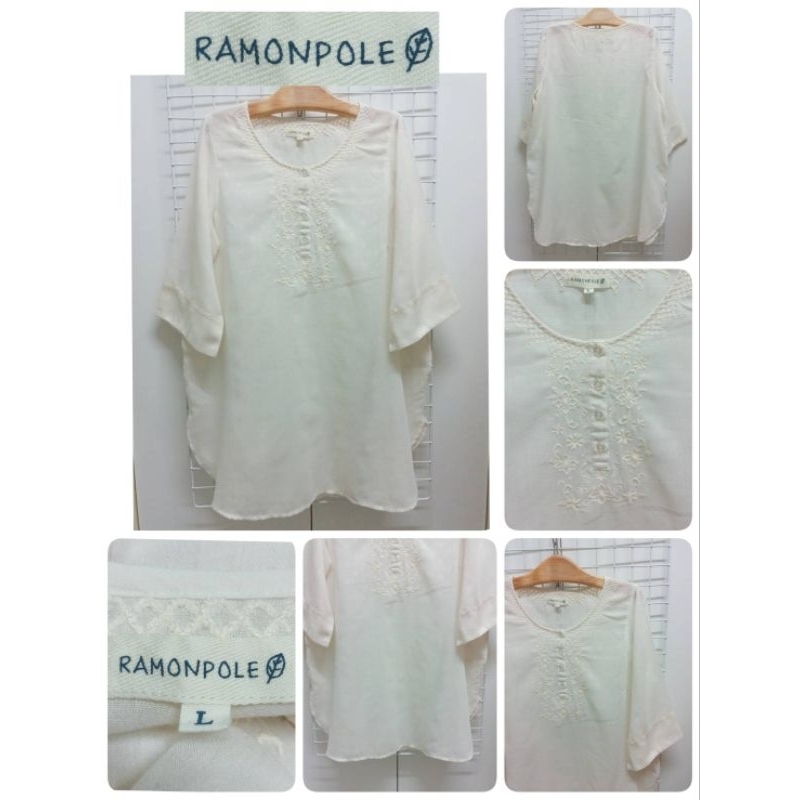 3259. R A M 0 N P 0 L E เสื้อเบลาส์ญี่ปุ่นมือสอง