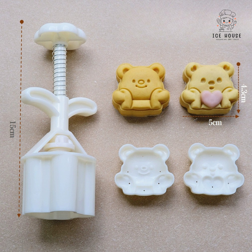 พิมพ์กดขนมไหว้พระจันทร์ ลายหมีน่ารัก ขนาด 50 กรัม 2 ลาย ใช้กับขนม คุกกี้ พายสับปะรด อาลัว สัมปันนี - รูปที่ 3