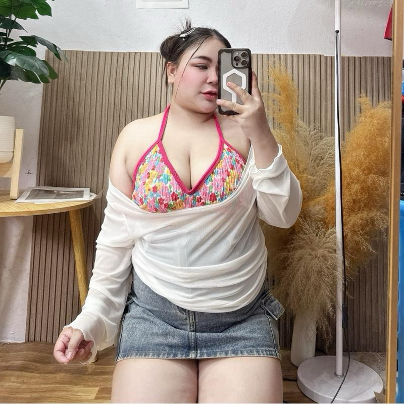 B27 เสื้อบิกีนี่ผูกหลัง กับเสื้อคลุมแขนยาว  อก 30-50+