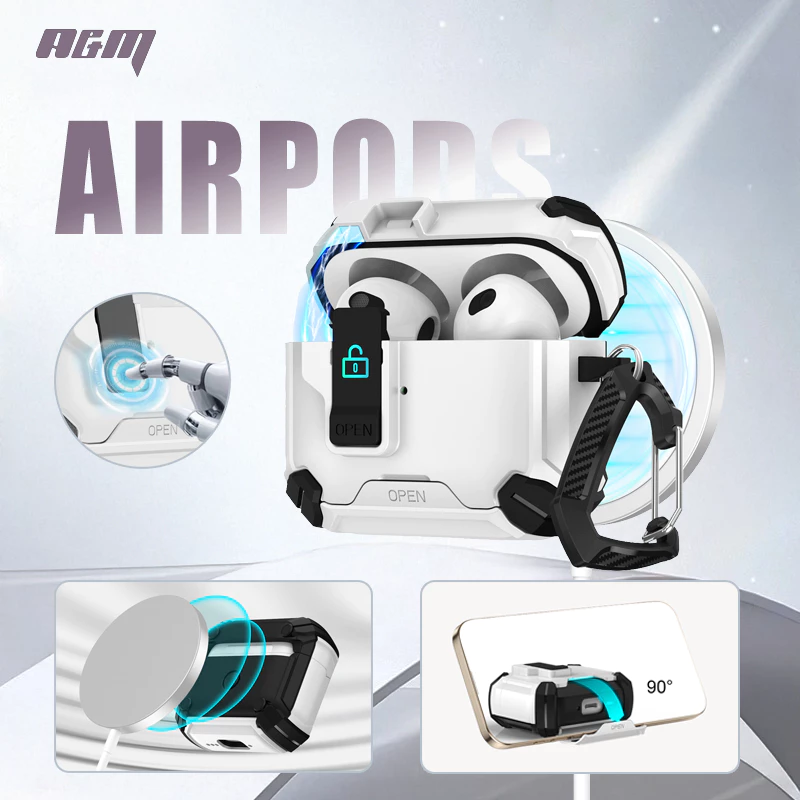 A&M เคสแอร์พอร์ด AirPods เคส AirPods Pro 2 ทุกร่น กันกระแทก AirPod 4 case ล็อกได้ เคสแอร์พอร์ต 3 2 1 พร้อมคาราบิเนอร์