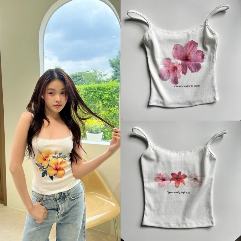 Summer top - เสื้อสายเดี่ยวดอกไม้ *มีลายเข้าเพิ่มค่ะ 🌺