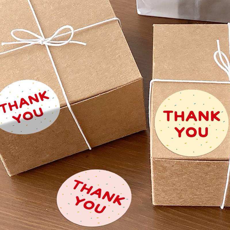 สติกเกอร์ กลม Thank you ตกแต่ง ขนาด 5 cm.