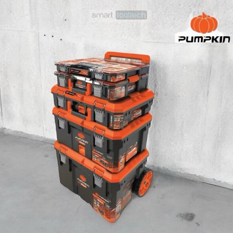 🔥รุ่นปี2025 พร้อมส่ง🔥 กล่องเครื่องมือ PUMPKIN 20908 Set 5 ชิ้น PTT-MST5 กล่องเครื่องมือล้อลาก