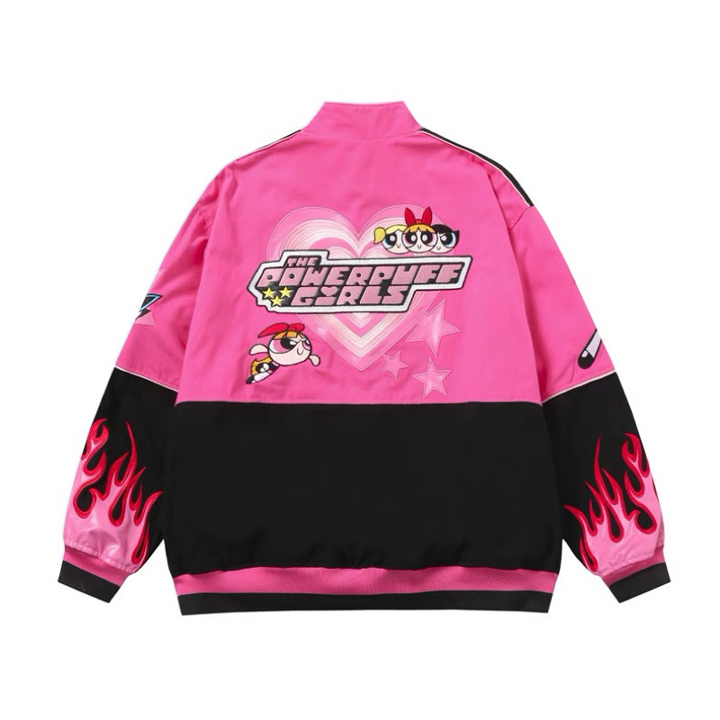 เสื้อแจ็คเก็ต oversize ปัก Power puff girl ผ้าหนา 2 ชั้น สีสันสดใส คัตติ้งเนี๊ยบ ตรงปก