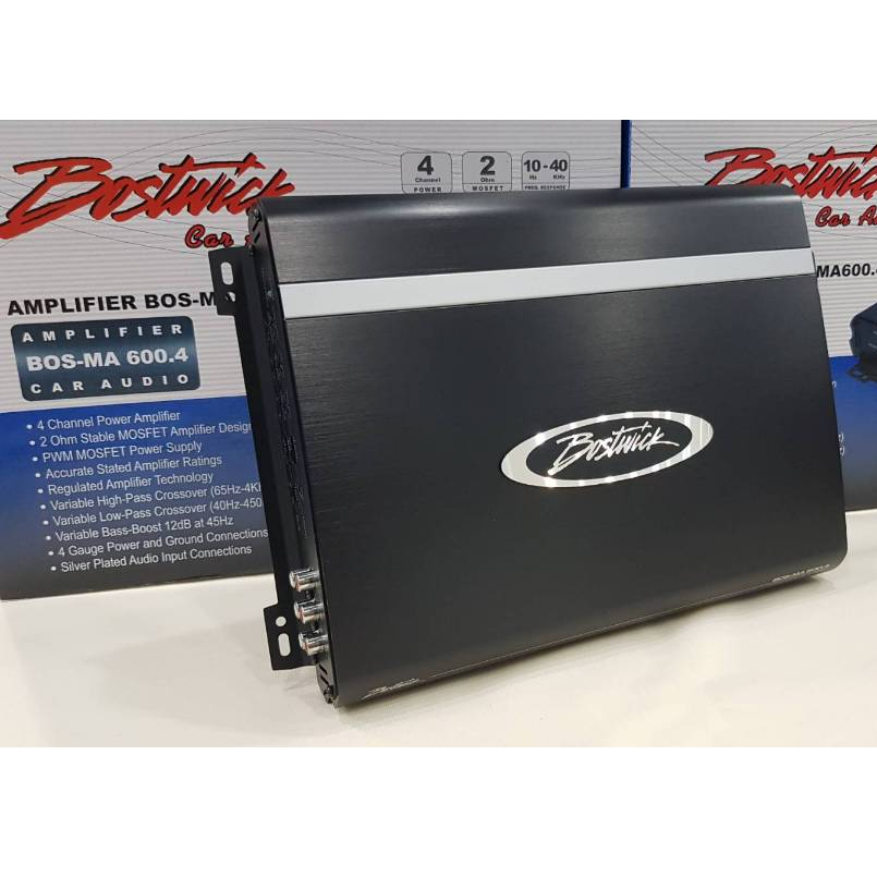 💦💦ลดฉ่ำรับสงกรานต์ เพาเวอร์แอมป์4แชแนล BOSTWICK รุ่น BOS-MA600.4 Class AB สินค้าใหม่พร้อมใบรับประกัน