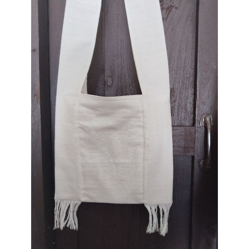 ย่ามสีขาวขนาดใหญ่ ไม่มีมุก มีซับใน - รูปที่ 2