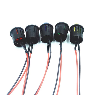 LEDไดโอด 8มม. 5มม. 3V-12V พร้อมหลอดไฟสี ฝาครอบดำ 12 มม. พร้อมสายไฟ 20 ซม.