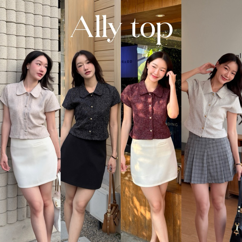 AGLEAMIN3011 | Ally top เสื้อเชิ้ตคอปกแขนสั้น