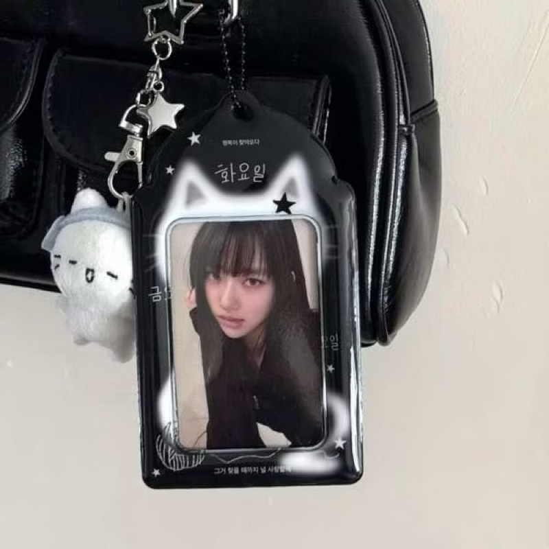 🖤✨พร้อมส่ง!เฟรมการ์ด ลายน้องแมว สีดำ ขาว ขนาด3นิ้ว photocard สวยมาก ห้อยกระเป๋า