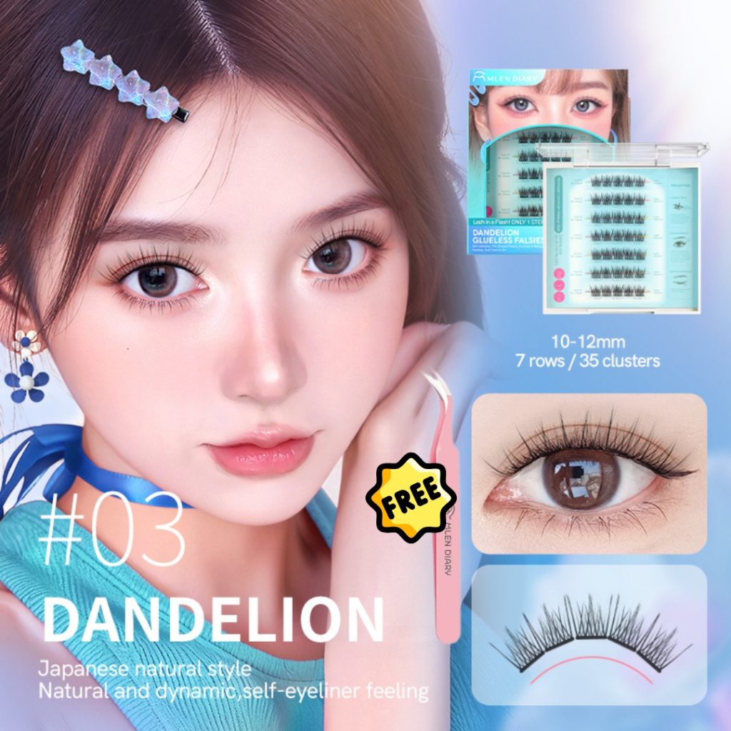 🔥New🔥 MLEN DIARY ขนตามีกาวในตัว ติดง่าย NO.03 DANDELION
