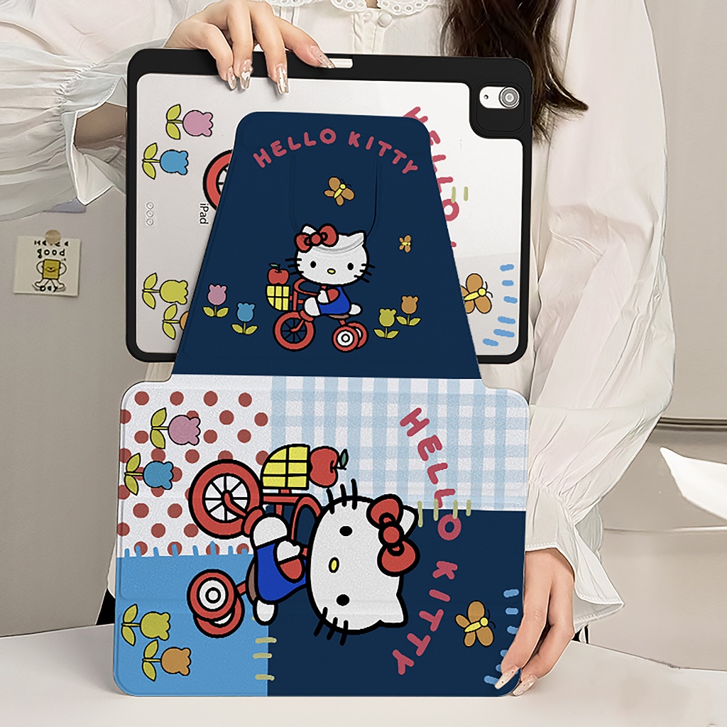🪐24 ชั่วโมงเคส🪐case iPad Gen9 Gen11 Air7 11 ที่ใส่ปากกา Hello Kitty เคสiPadหมุน 360° Gen10 Air6 Air5 - รูปที่ 4