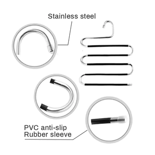 ไม้แขวนกางเกงสแตนเลส แขวนกางเกง 5 ตัว ประหยัดพื้นที่ แขวนผ้าพันคอ เข็มขัด Trousers Hanger