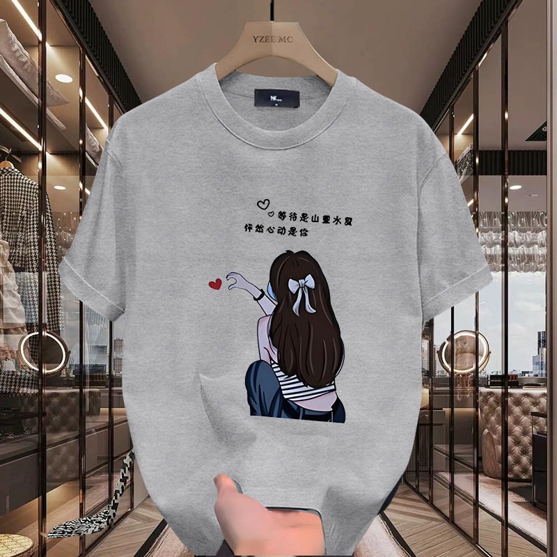 D1066เสื้อยืดแขนสั้น  ผ้านุ่มยืดได้ใส่สบายฯ ลายแฟชั่นนานาชาติ ปลีก-ส่ง