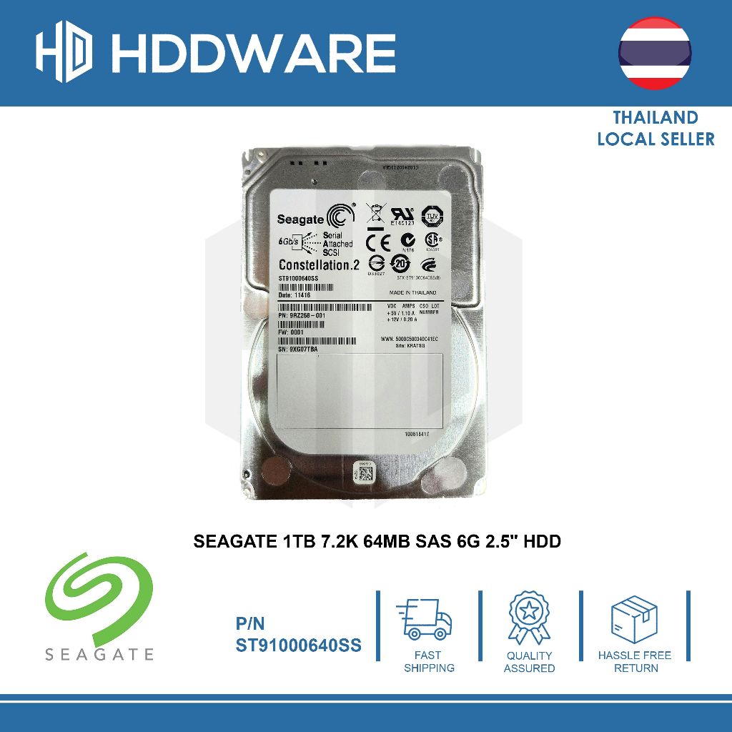 Seagate Constellation.2 1TB 7.2K 64MB Cache SAS 6G 2.5" HDD // ST91000640SS // 9RZ268-001
