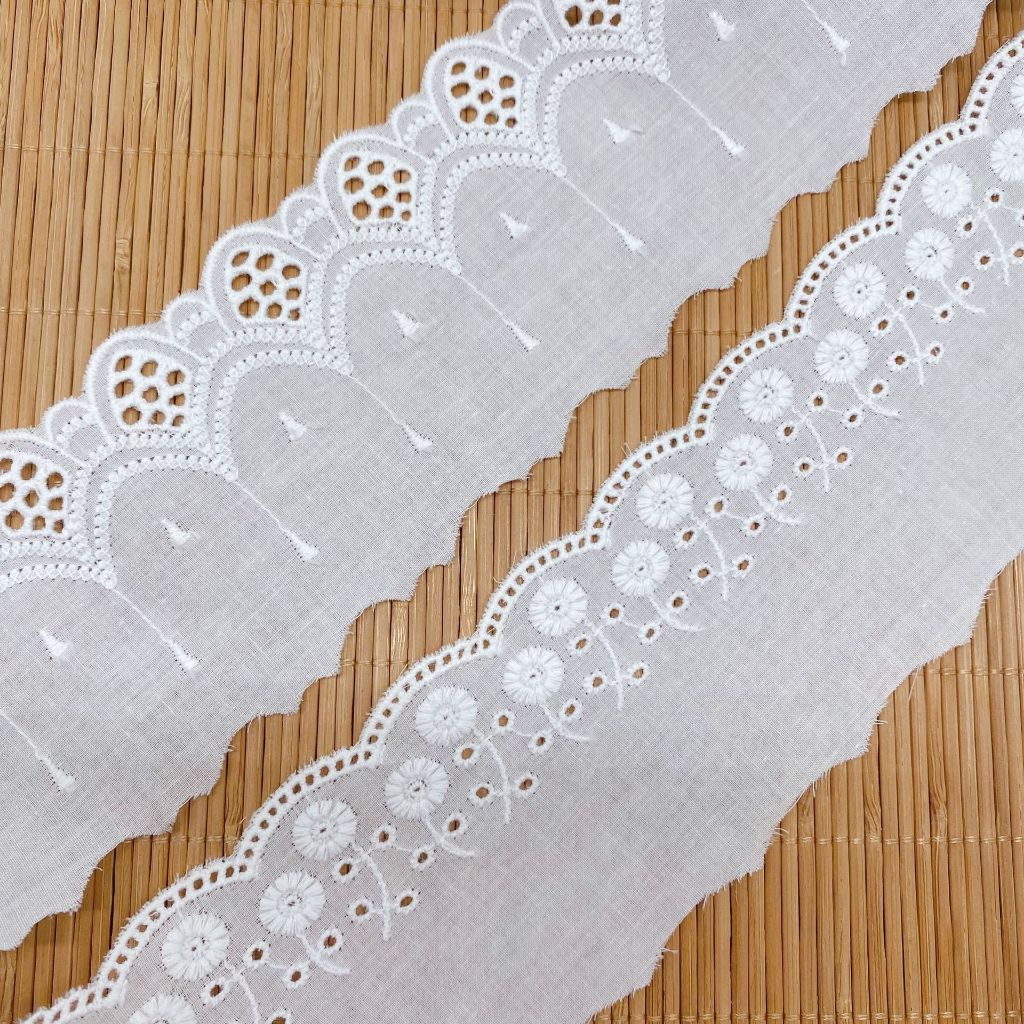 ผ้าคอตตอน 100% ผ้าคอตอนเกรดดี พรีเมี่ยม ไม่บาง ผ้าลูกไม้ตกแต่ง ลูกไม้ระบาย กุ๊น ลูกไม้ เสื้อผ้า ริบบิ้นลูกไม้ ริบบิ้น - รูปที่ 4