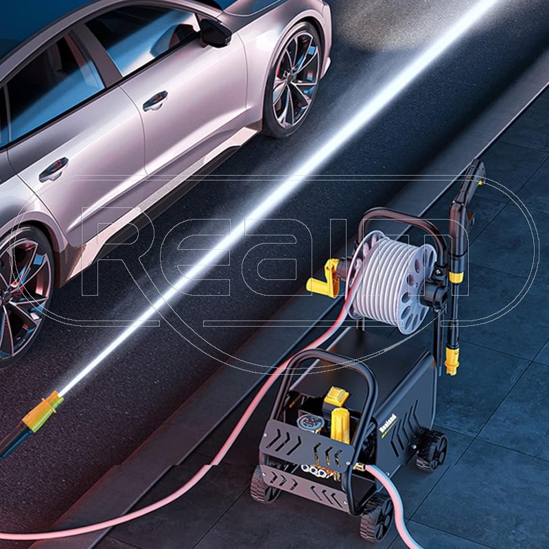 REAIM เครื่องฉีดน้ำแรงดันสูง 5200W 3000บาร์ เครื่องซักรถพกพา ปรับแรงดันน้ำได้ ดูดน้ำได้ด้วยตัวเอง - รูปที่ 7