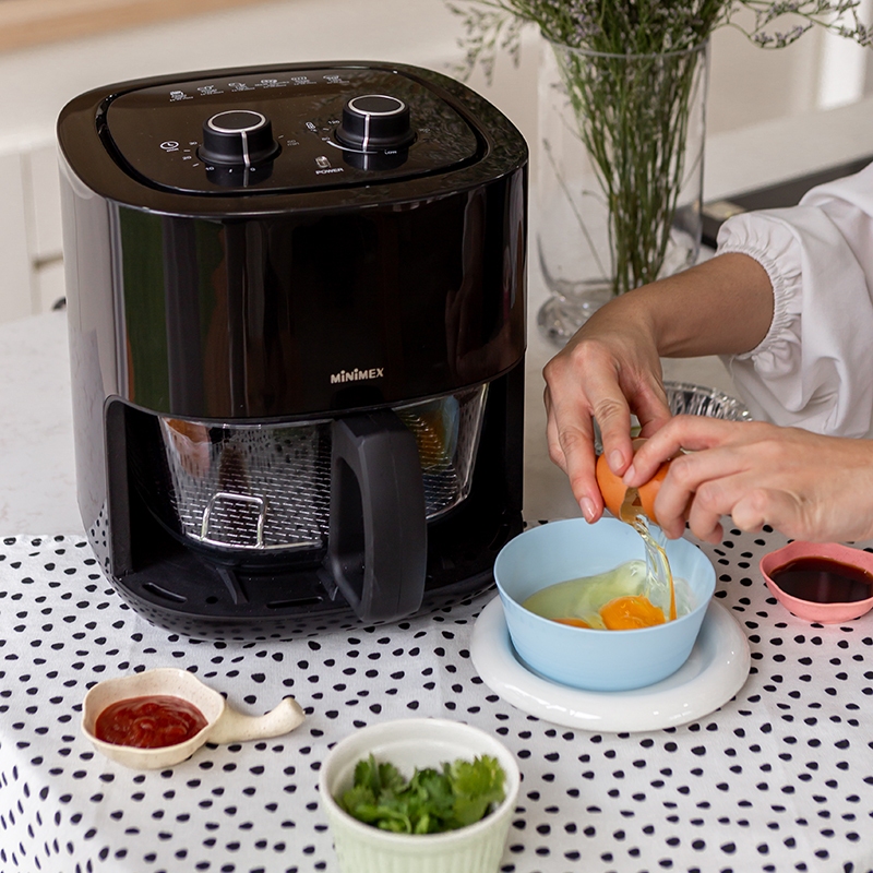 (MiniMex) Air Fryer หม้อทอดไร้น้ำมัน มีให้เลือก 2 สี สีดำและสีครีม