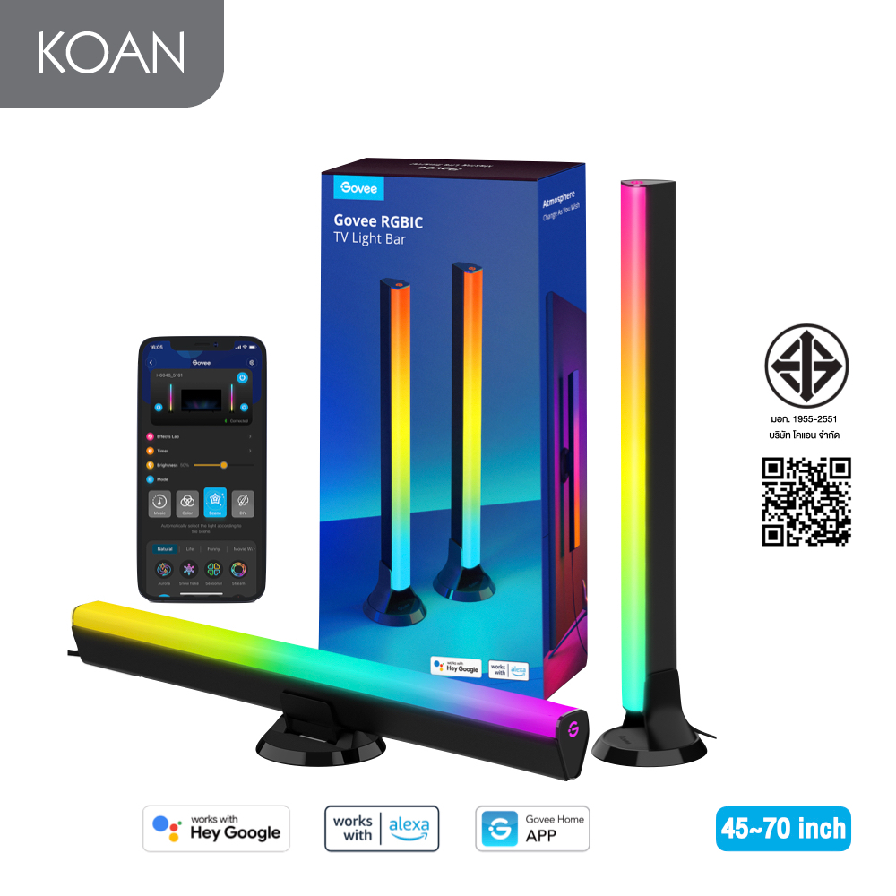 ไฟแท่งตกแต่ง Govee RGBIC TV Light Bars for 45-70 inch TVs