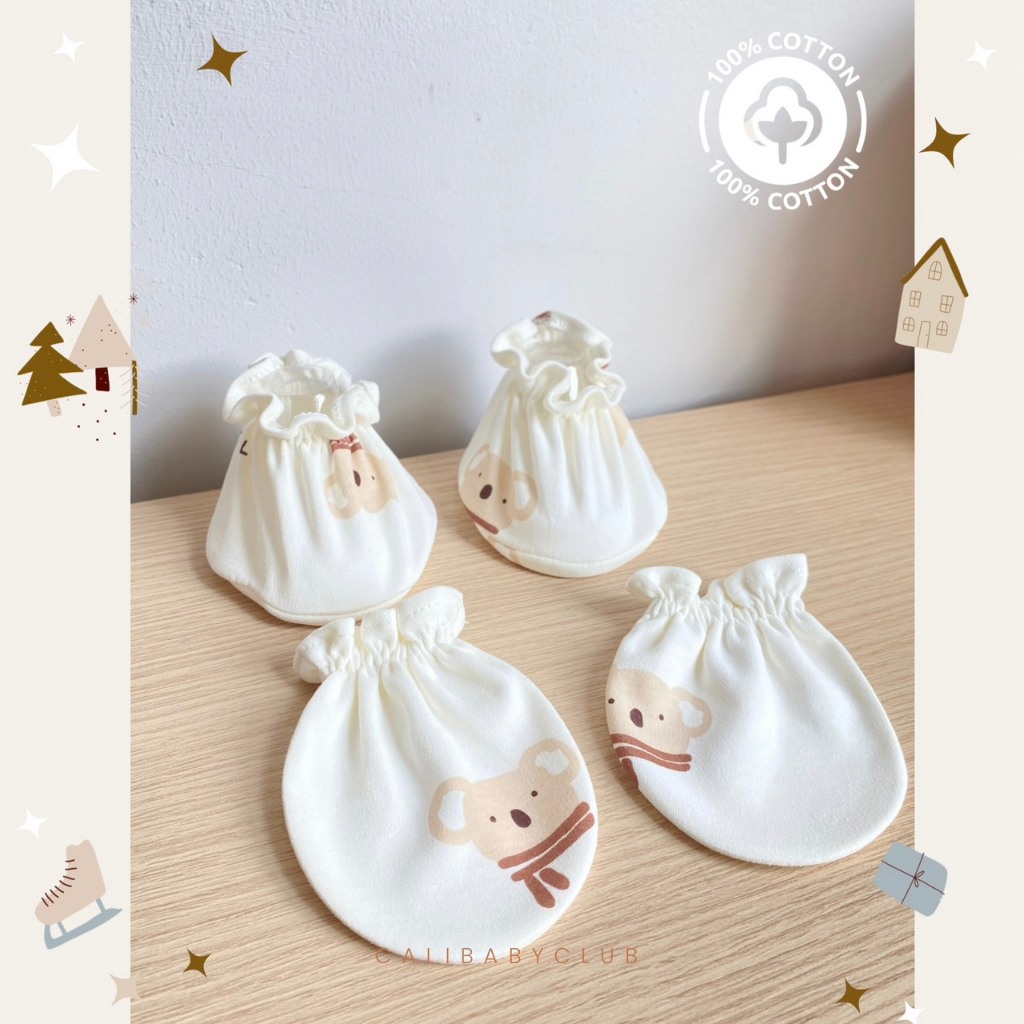 Cali ถุงมือถุงเท้า เด็กอ่อน 0-3 เดือน ผ้าCotton 100% *ป้าย Cali baby