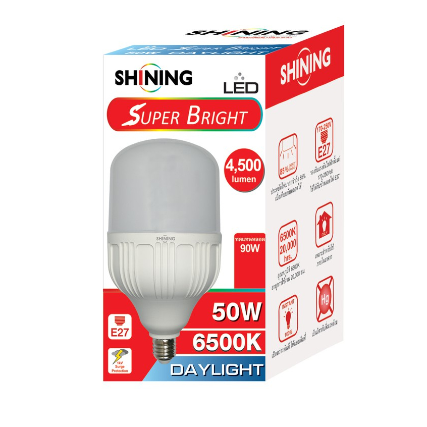 SHINING ไฟหลอดตุ้ม Led 50W สว่างมาก ไฟตลาดนัด ไฟแคมป์ปิ้ง หลอดไฟโตชิบา Toshiba Lighting