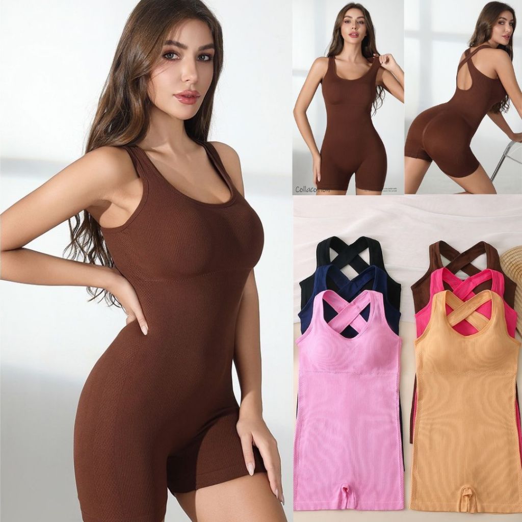 ชุดบอดี้สูท สีพื้น free size บอดี้สูทแฟชั่น เว้าหลัง ชุดออกกำลังกาย กระชับสัดส่วน BDY-S6