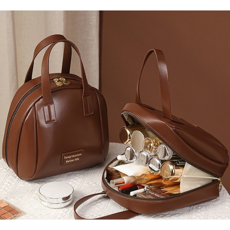 กระเป๋าหนัง PU จัดระเบียบ เก็บเครื่องสำอางค์ กันน้ำ ช่องเก็บของเยอะ (GC-188) แข็งแรงทนทาน