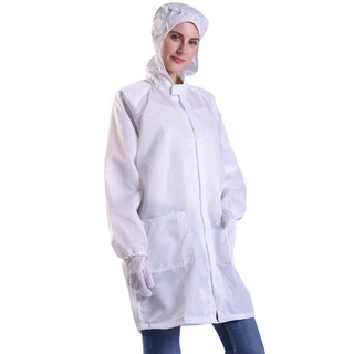 🔥🔥เสื้อกาวน์ป้องกันไฟฟ้าสถิต มีหมวก ซิป / ESD/ Cleanroom/โรงงานอาหาร ยา โรงงานไฟฟ้า (เฉพาะเสื้อ) กันฝุ่น ราคาถูก ซักได้