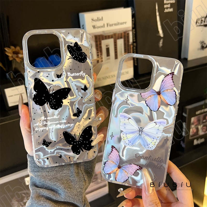 IPhone 12 13 15 16 11 14 Pro Max XR X 7 14 8 Plus XS Max 16 16PRO MAX โรแมนติก ผีเสื้อ ง่าย ๆ ตลกดีนะ คู่ น่ารักจัง เคส